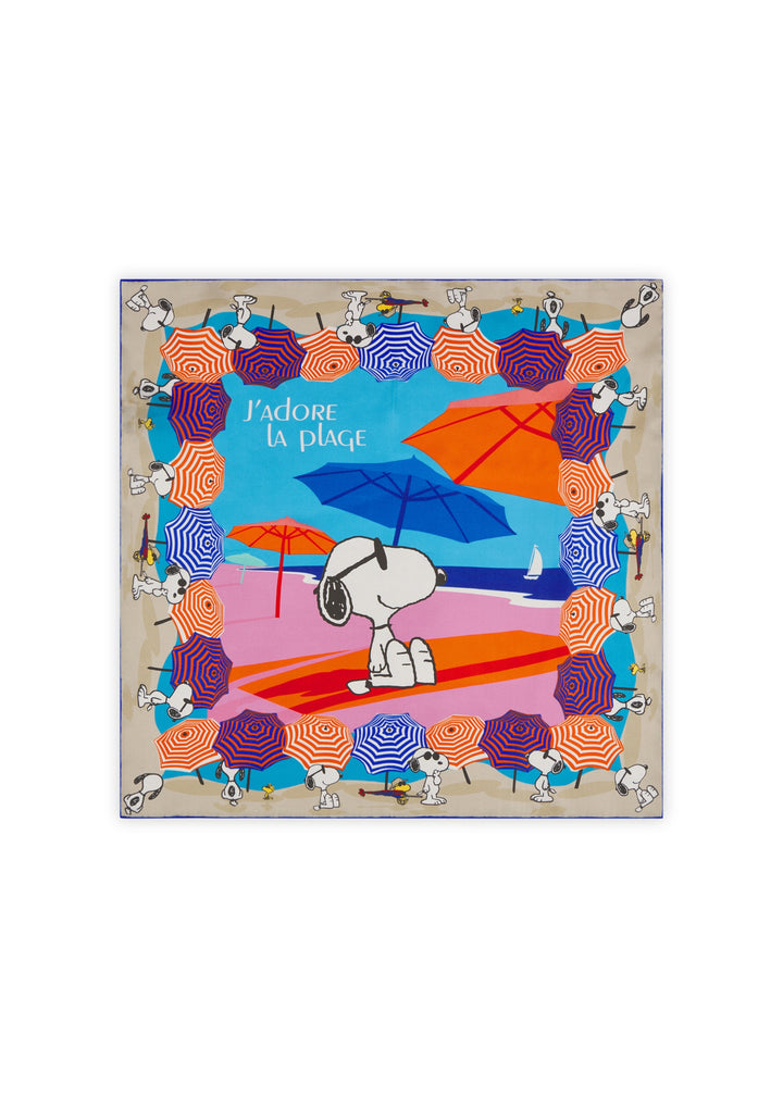 NICKI SILK SNOOPY WITH J´ADORE LA PLAGE QUOTE blau-53X53CM, blau BLU2 Bild 2