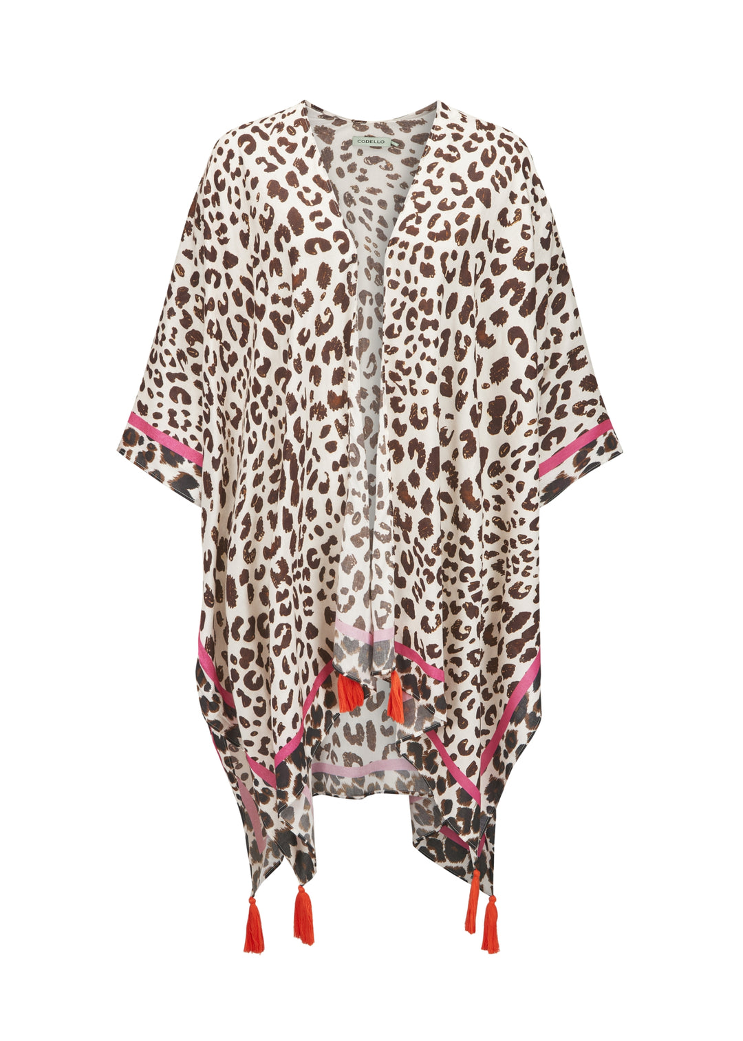 PONCHO VISCOSE LEO WITH CONTRAST LINE AND TASSELS braun-112X84CM, braun BRO2 Bild 1