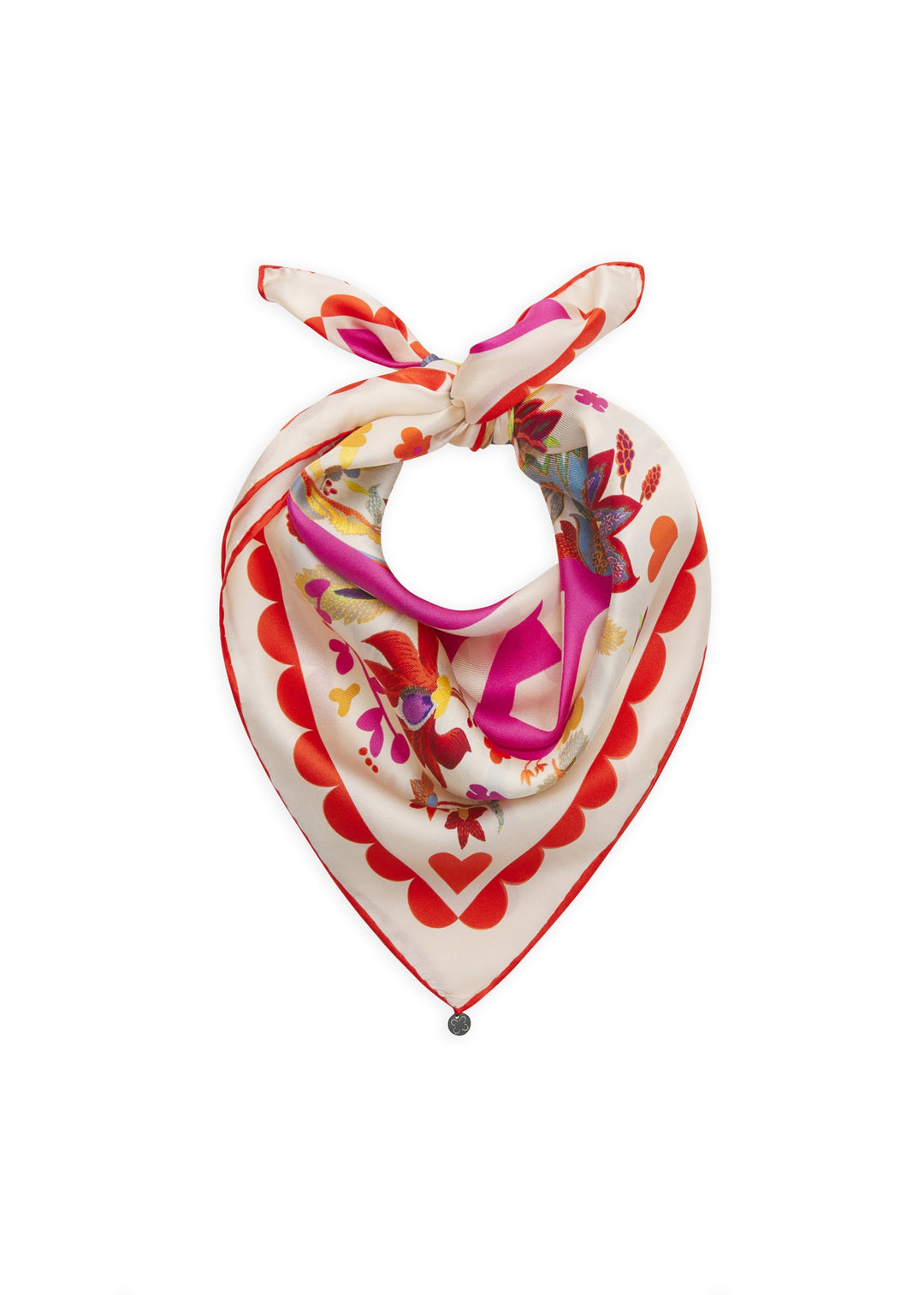 PRINTED NICKI SILK LOVE MUM FLOWER MIX rot-53X53CM, rot RED1 Bild 1