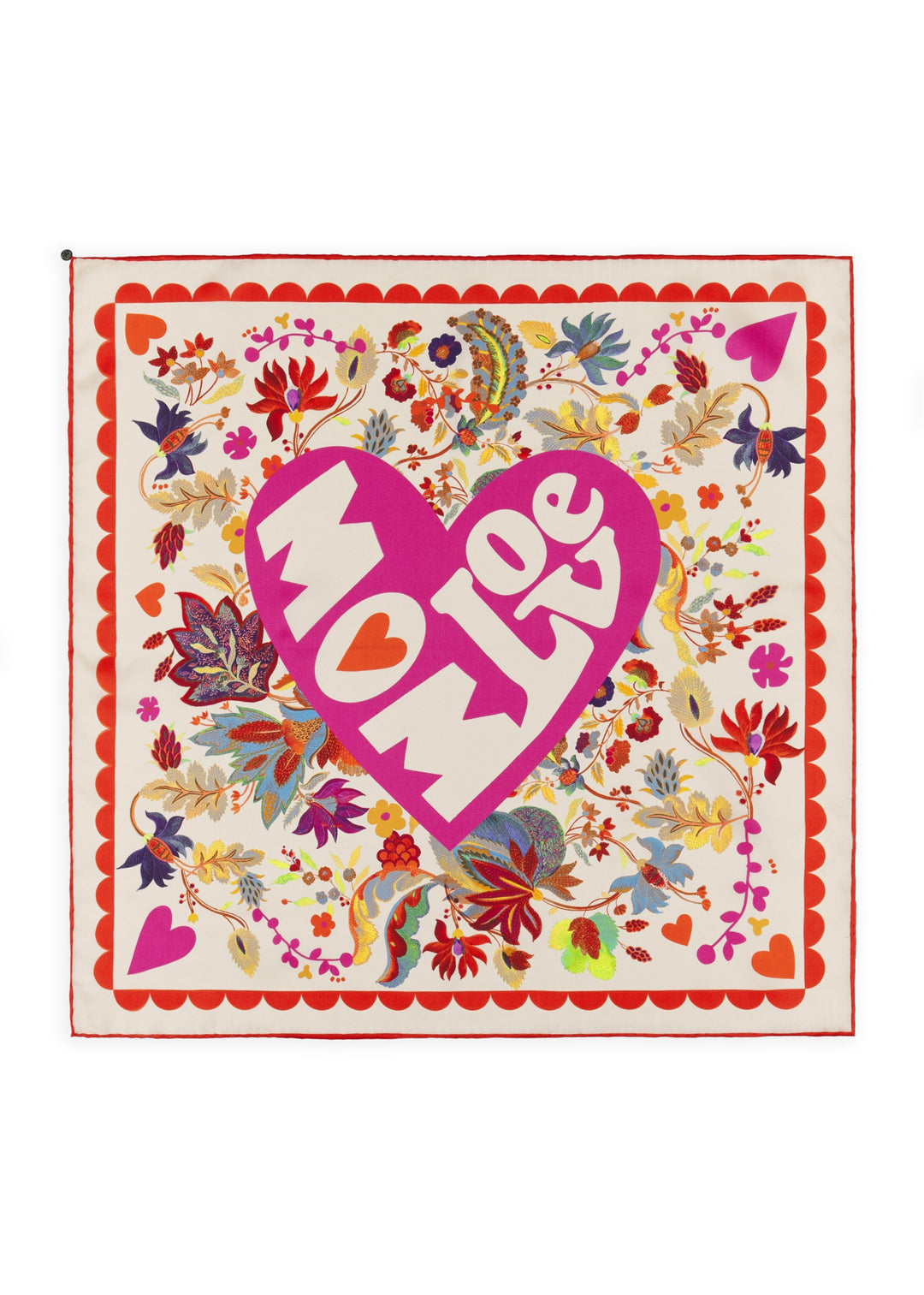 PRINTED NICKI SILK LOVE MUM FLOWER MIX rot-53X53CM, rot RED1 Bild 2