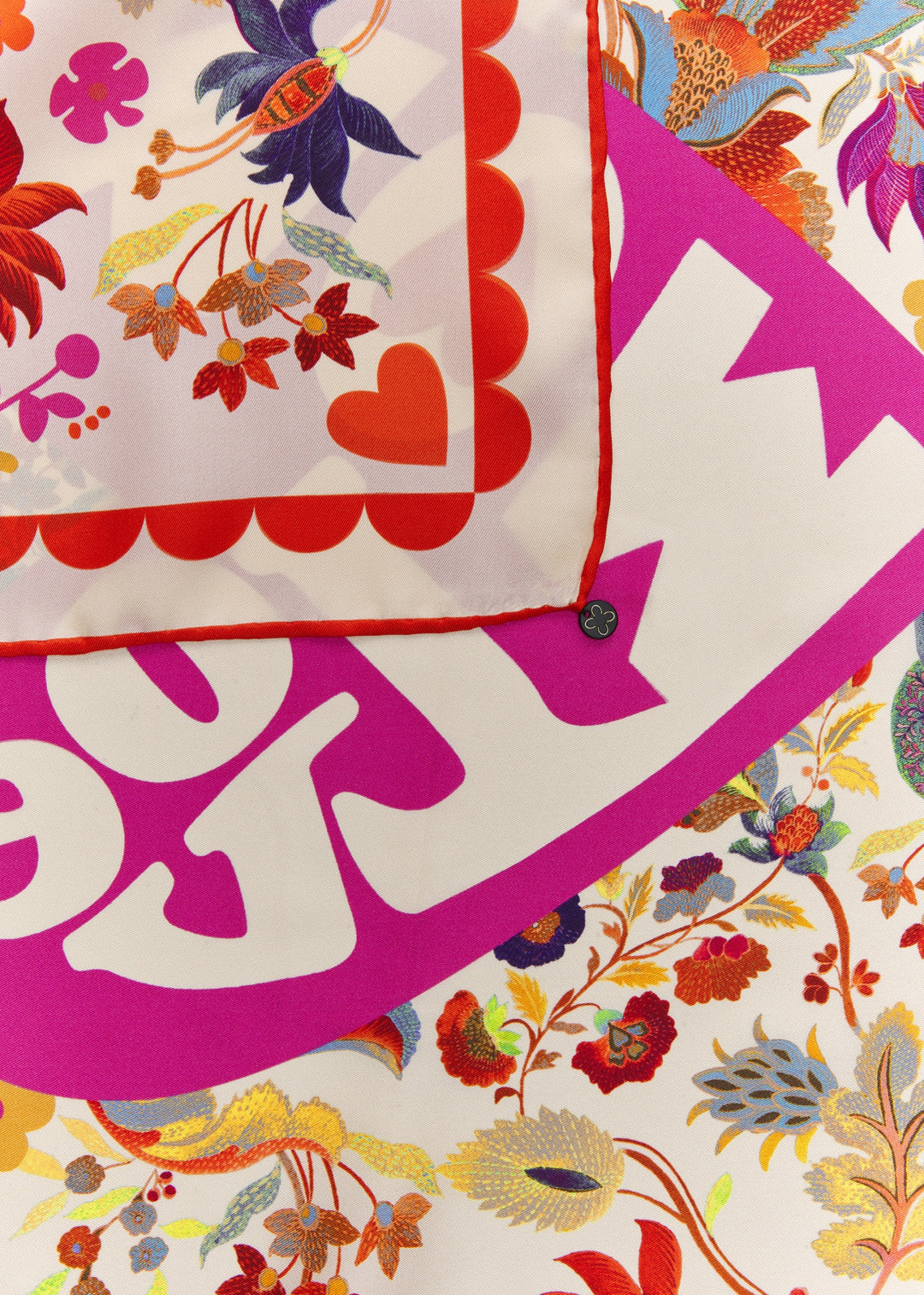 PRINTED NICKI SILK LOVE MUM FLOWER MIX rot-53X53CM, rot RED1 Bild 3