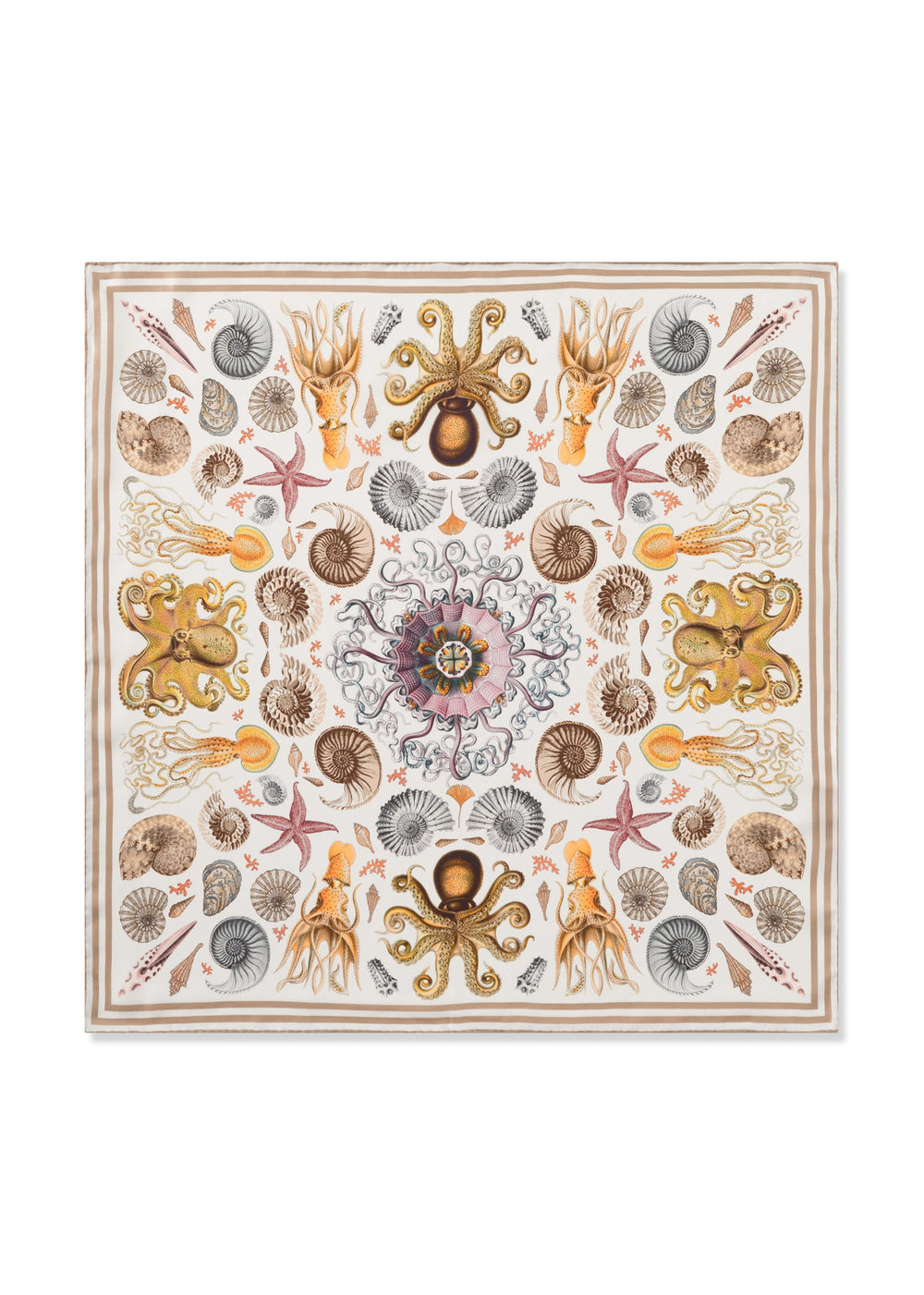 PRINTED NICKI SILK OCEAN ORNAMENTS beige-53X53CM, beige BEI1 Bild 2