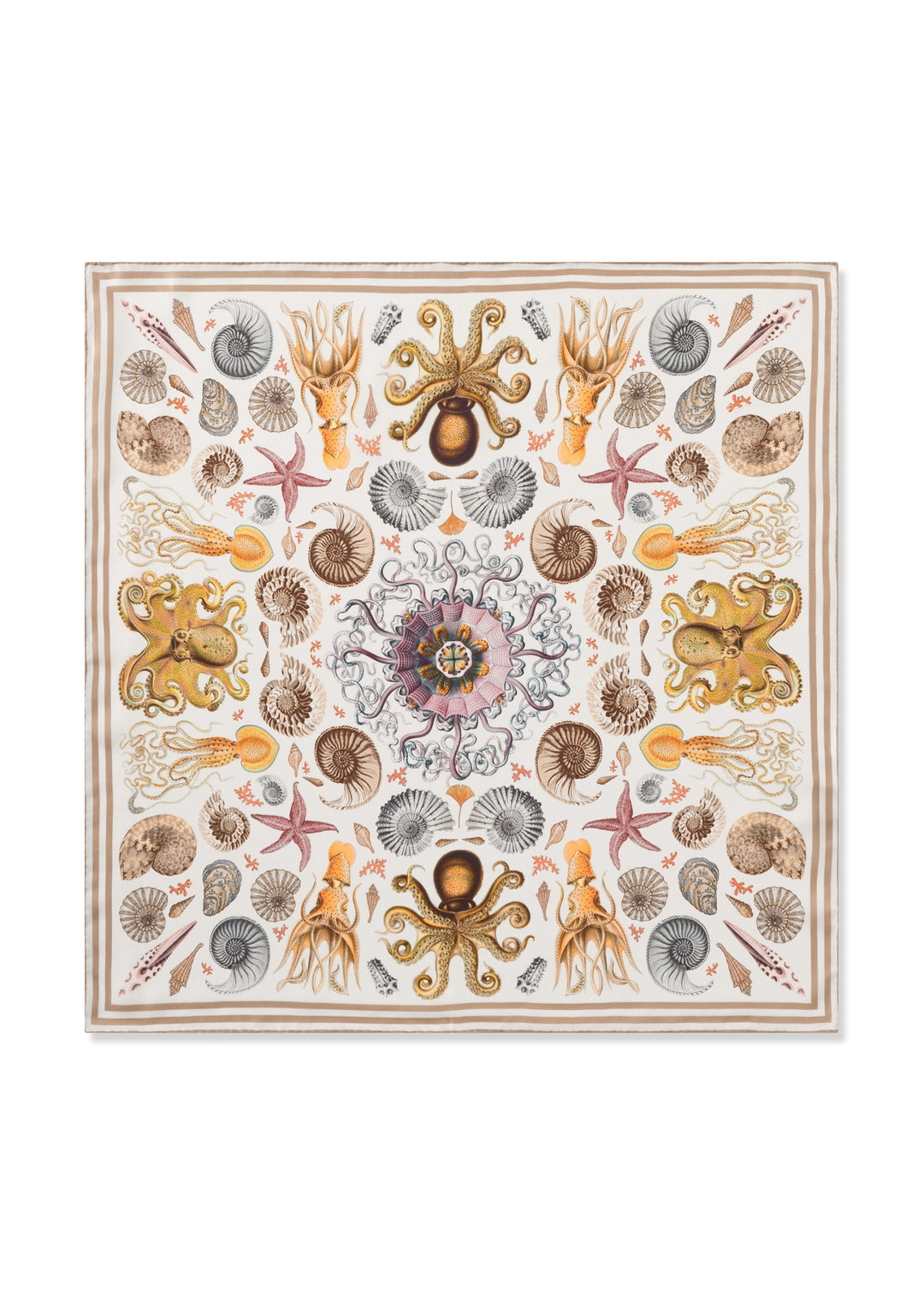 PRINTED NICKI SILK OCEAN ORNAMENTS beige-53X53CM, beige BEI1 Bild 2