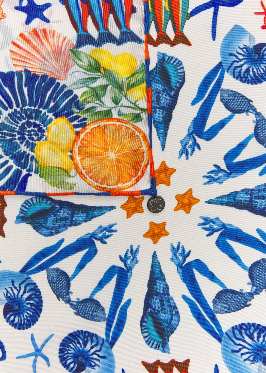 PRINTED NICKI SILK SEA ORNAMENTS blau-53X53CM, blau BLU2 Bild 2