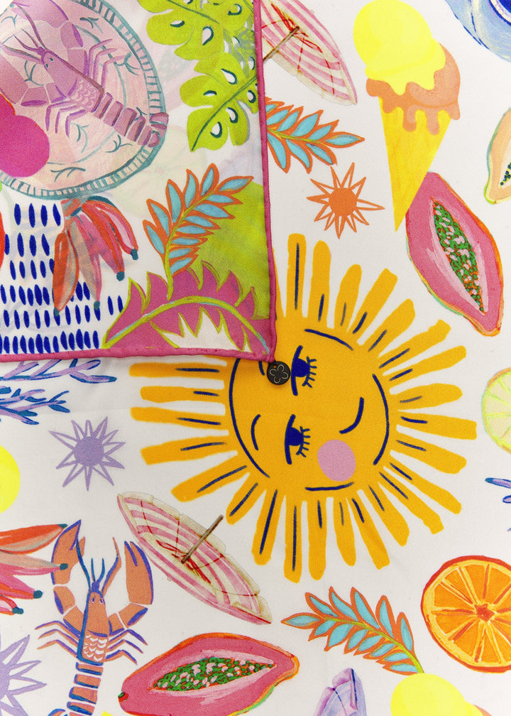 PRINTED NICKI SILK SUN ORNAMENT MIX pink-53X53CM, pink PIN1 Bild 2