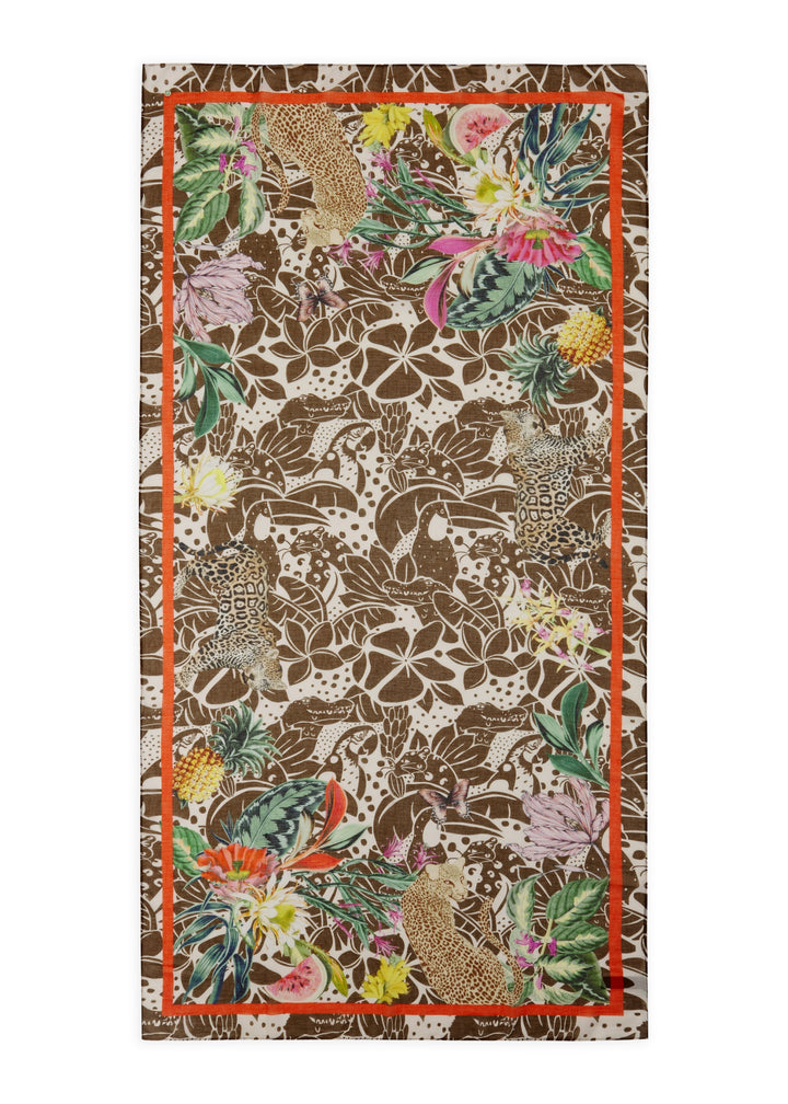 PRINTED SCARF  COTTON JUNGLE CONTRAST LINE braun-90X180CM, braun BRO2 Bild 2