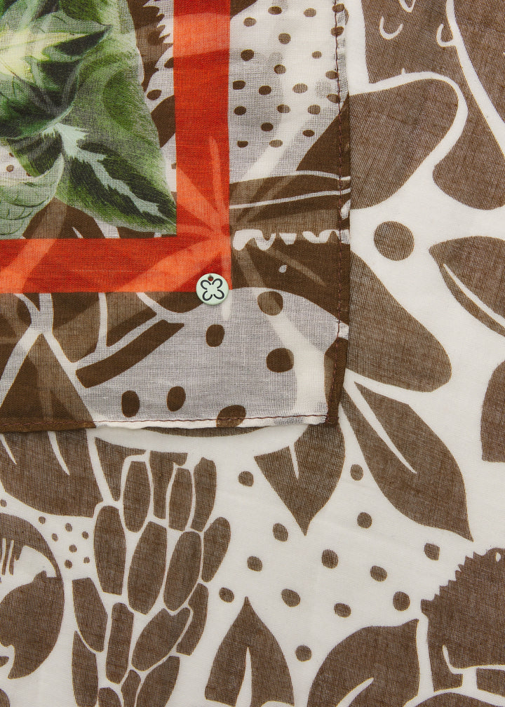 PRINTED SCARF  COTTON JUNGLE CONTRAST LINE braun-90X180CM, braun BRO2 Bild 3