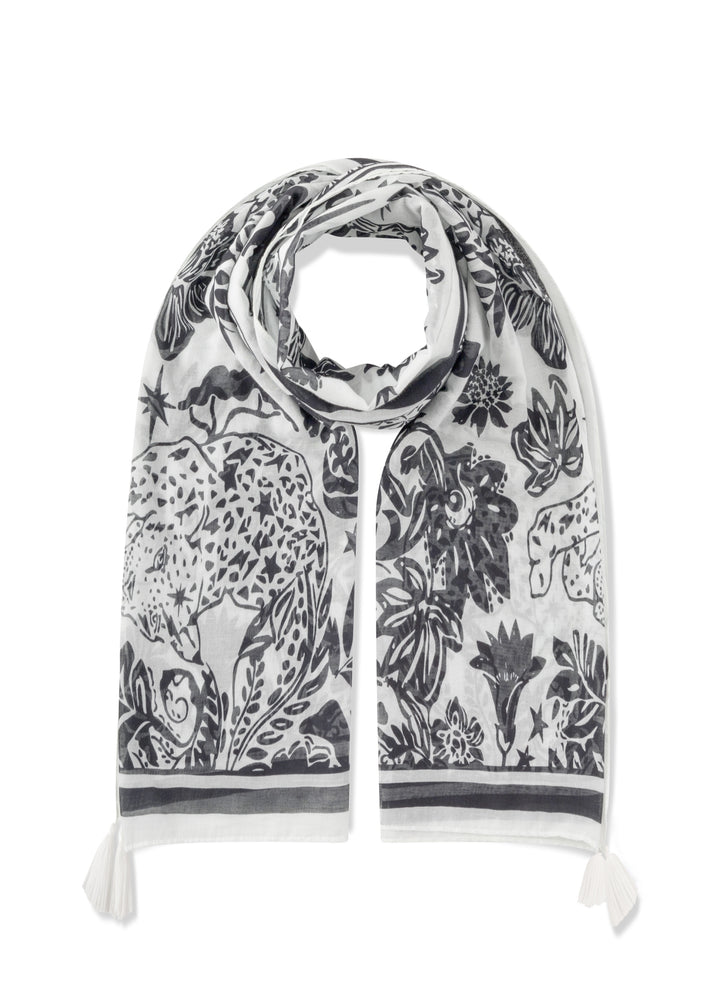 PRINTED SCARF  COTTON JUNGLE weiß-100X180CM, weiß WHI1 Bild 1