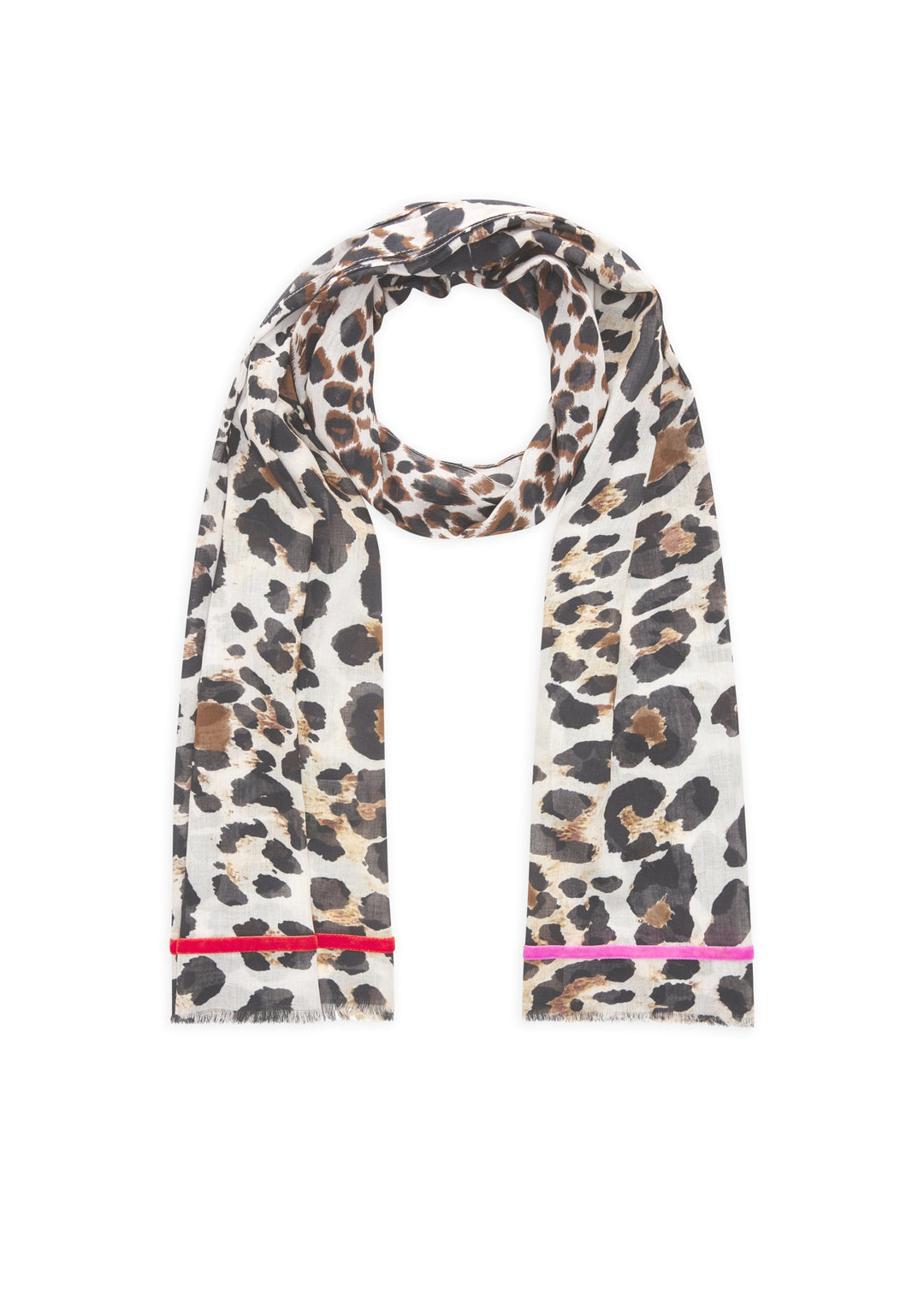 PRINTED SCARF COTTON LEO WITH VELVET TAPE braun-50X180CM, braun BRO2 Bild 1