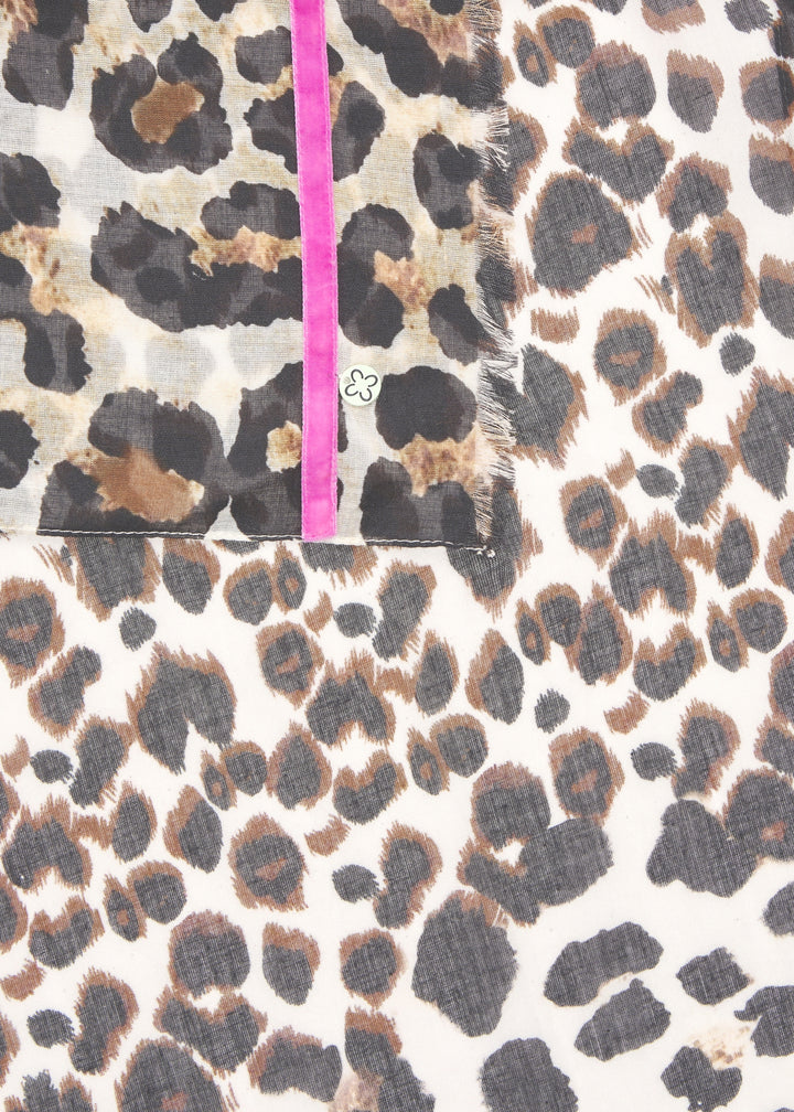PRINTED SCARF COTTON LEO WITH VELVET TAPE braun-50X180CM, braun BRO2 Bild 3