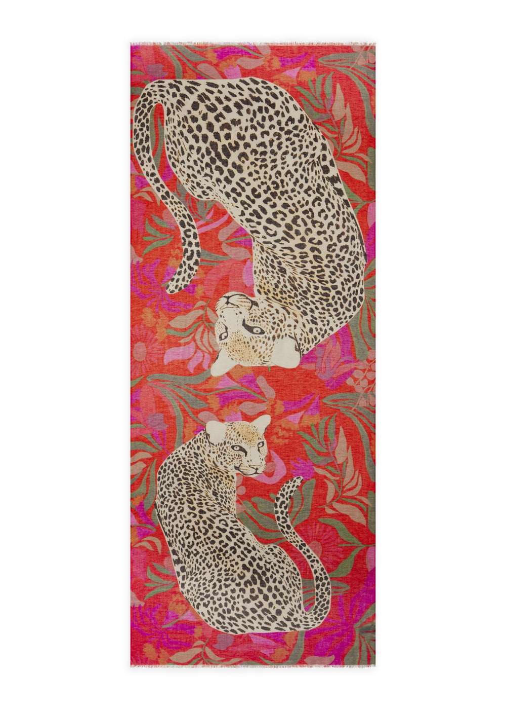 PRINTED SCARF COTTON MIX LEOPARD rot-70X180CM, rot RED1 Bild 2