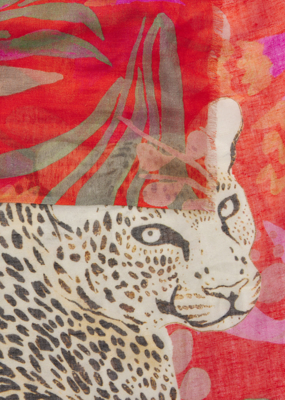 PRINTED SCARF COTTON MIX LEOPARD rot-70X180CM, rot RED1 Bild 3
