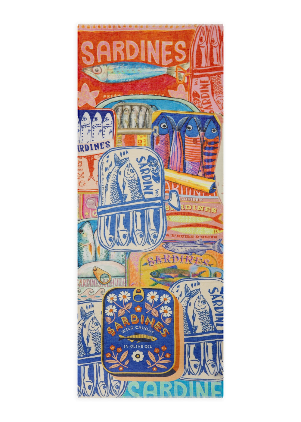 PRINTED SCARF COTTON MIX SARDINES blau-70X180CM, blau BLU2 Bild 2