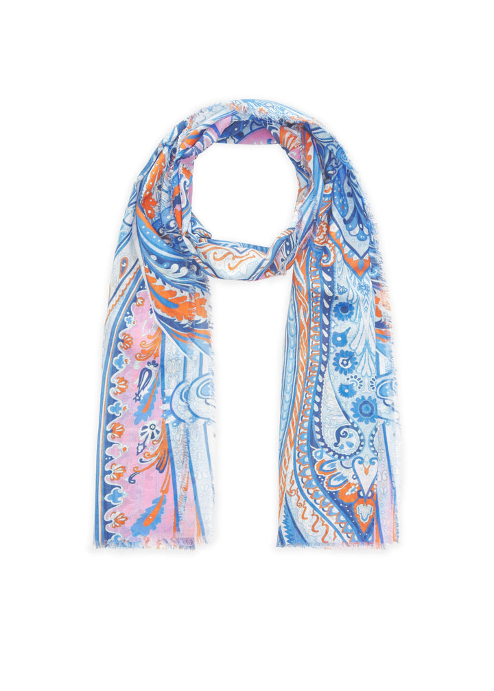 PRINTED SCARF COTTON PAISLEY blau-50X180CM, blau BLU2 Bild 1