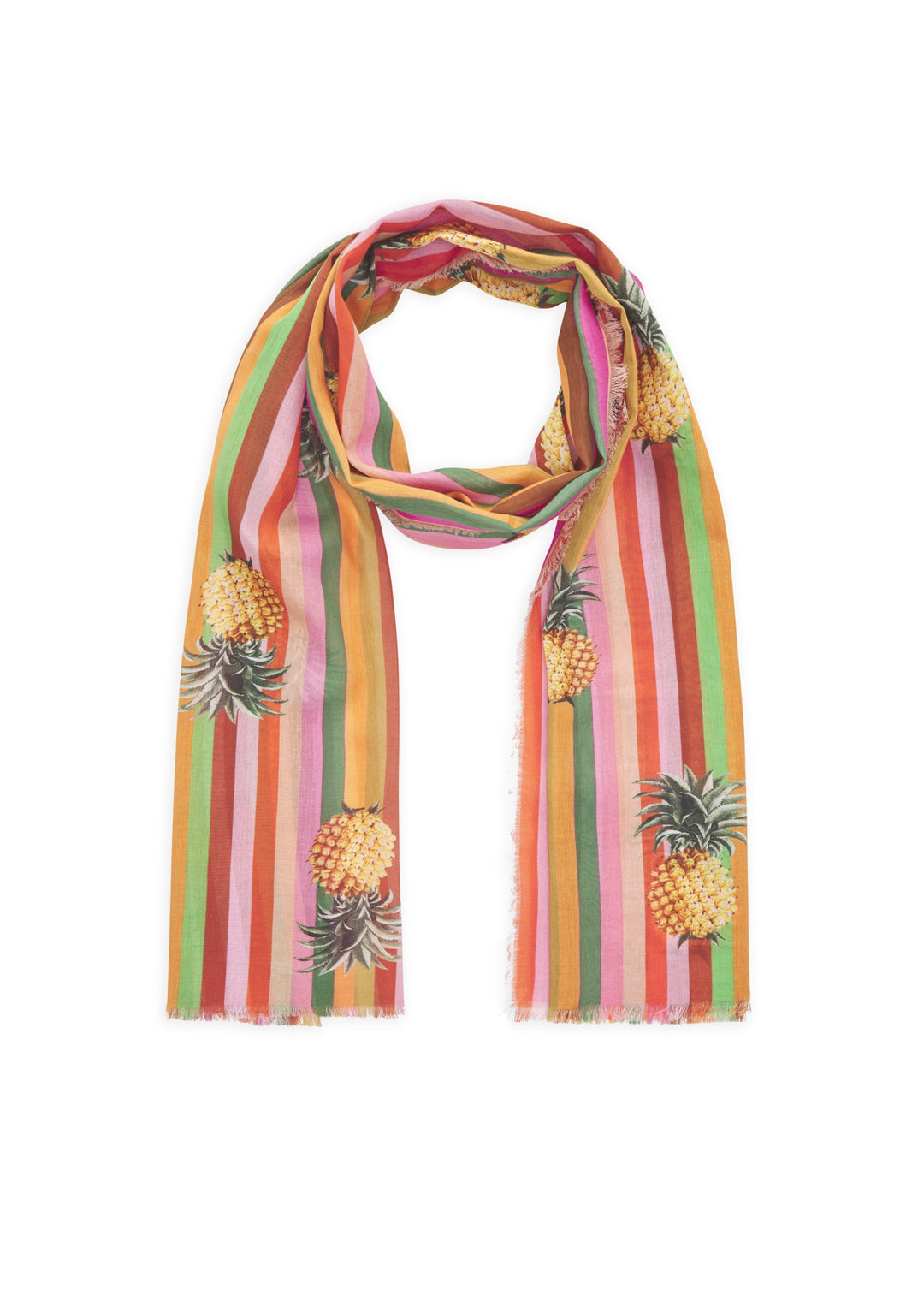 PRINTED SCARF COTTON PINEAPPLE STRIPES rot-50X180CM, rot RED2 Bild 1