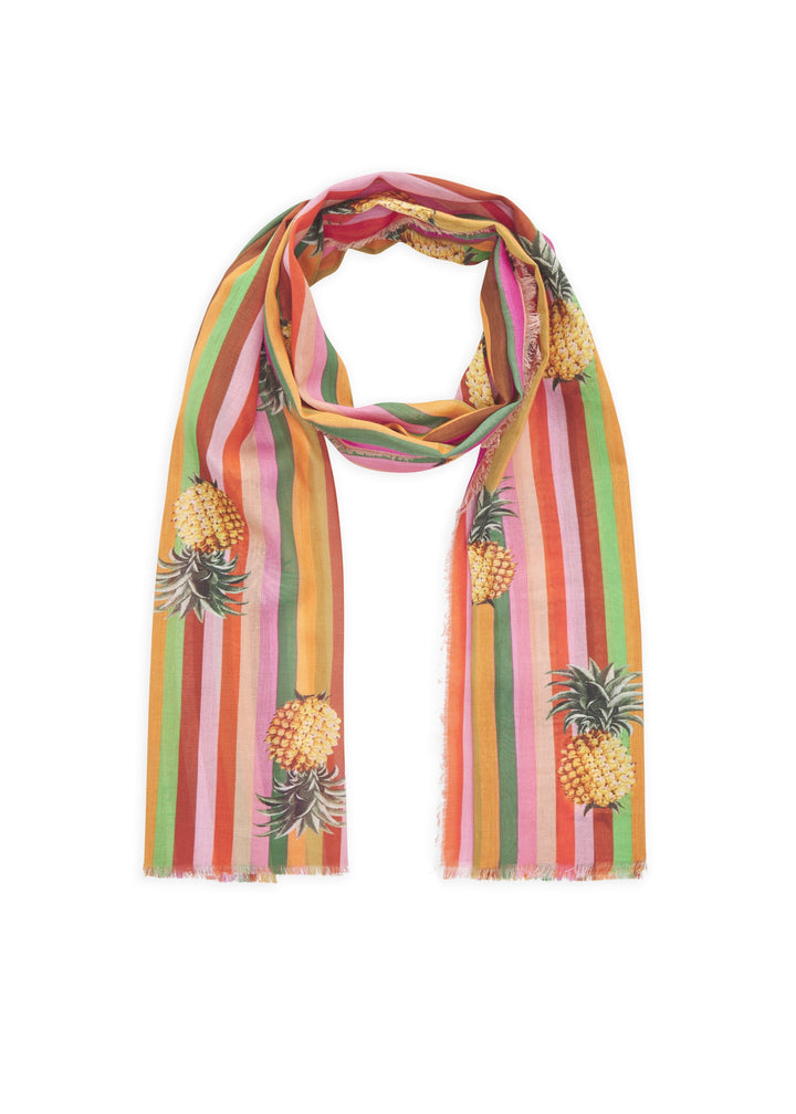 PRINTED SCARF COTTON PINEAPPLE STRIPES rot-50X180CM, rot RED2 Bild 1