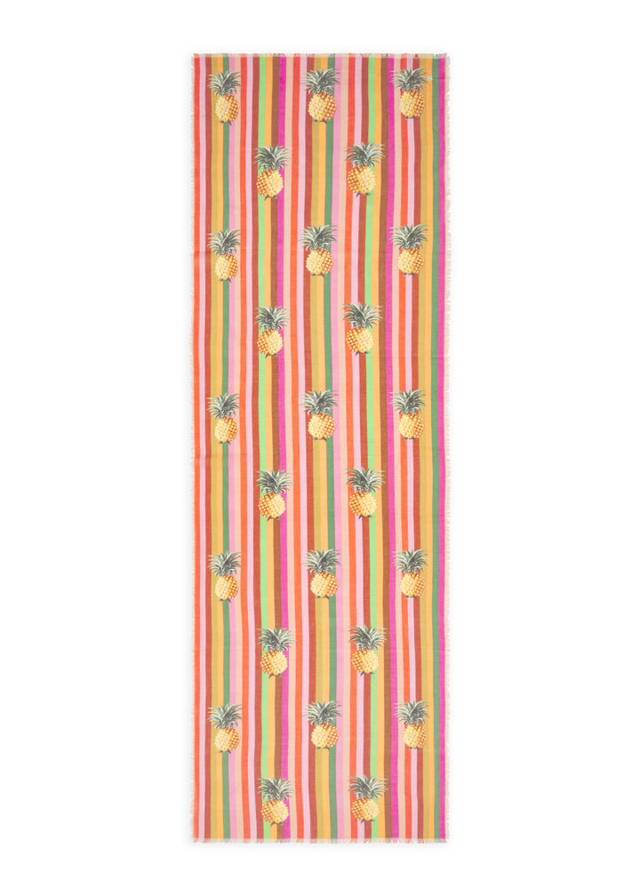 PRINTED SCARF COTTON PINEAPPLE STRIPES rot-50X180CM, rot RED2 Bild 2