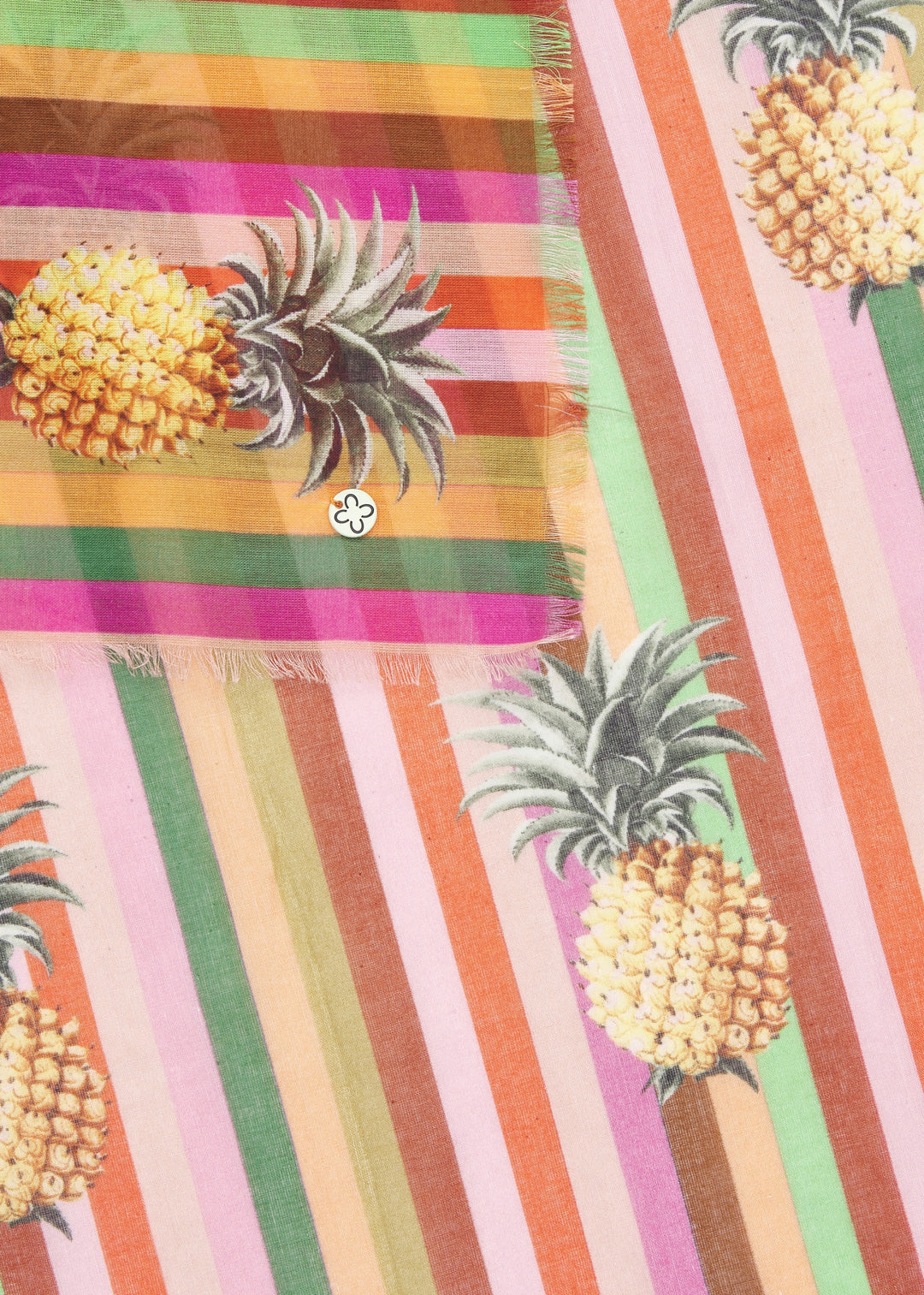 PRINTED SCARF COTTON PINEAPPLE STRIPES rot-50X180CM, rot RED2 Bild 3