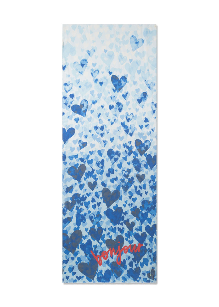 PRINTED SCARF MODAL/COTTON HEARTS blau-70X180CM, blau BLU2 Bild 2
