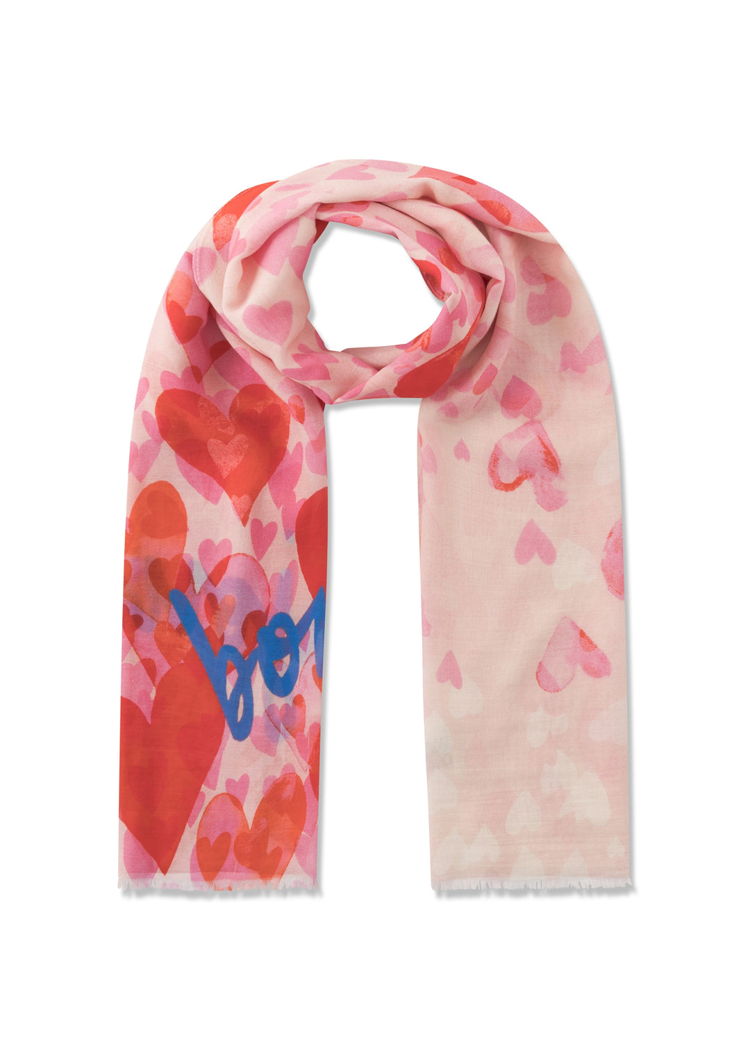 PRINTED SCARF MODAL/COTTON HEARTS rot-70X180CM, rot RED2 Bild 1