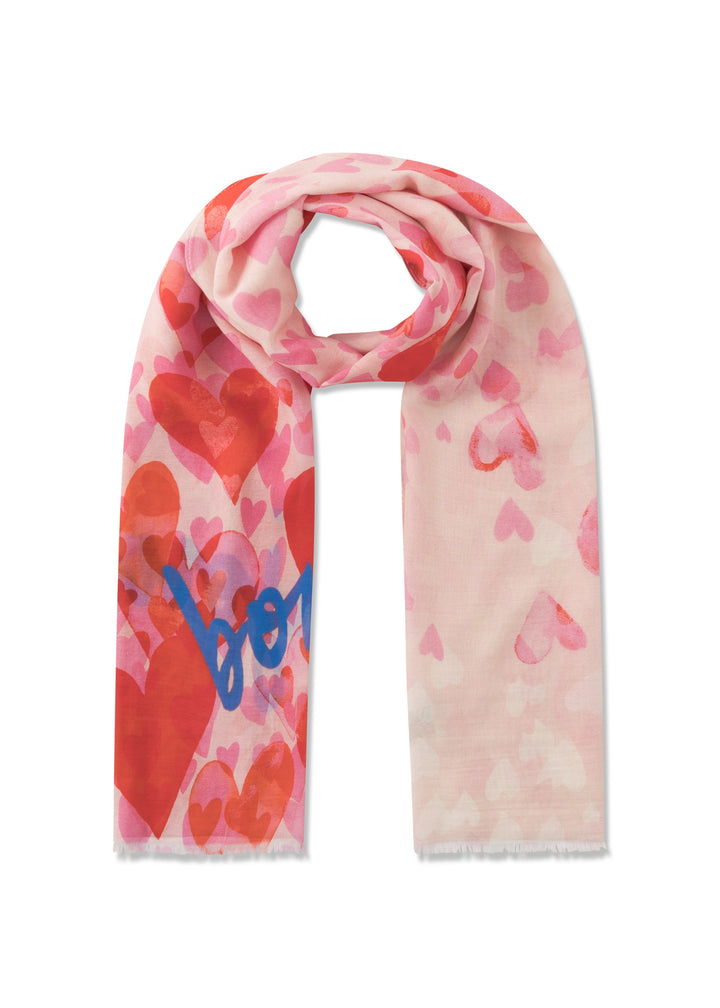 PRINTED SCARF MODAL/COTTON HEARTS rot-70X180CM, rot RED2 Bild 1