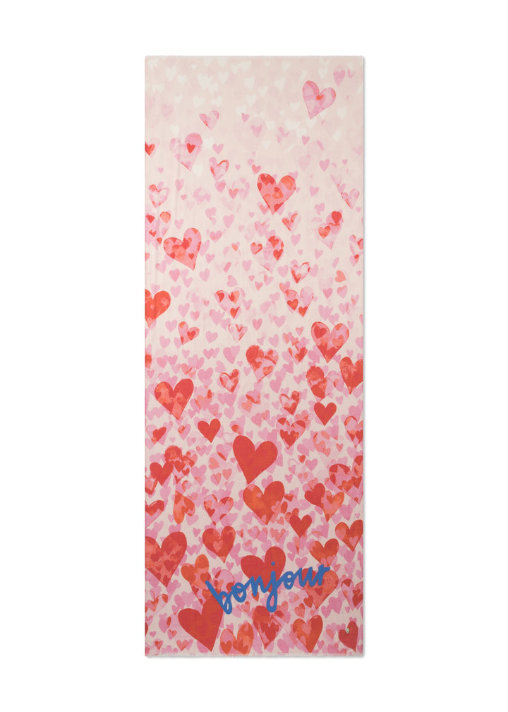 PRINTED SCARF MODAL/COTTON HEARTS rot-70X180CM, rot RED2 Bild 2