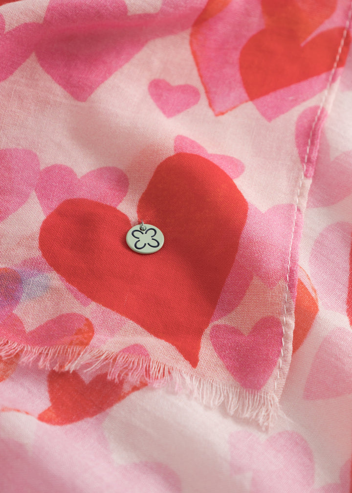 PRINTED SCARF MODAL/COTTON HEARTS rot-70X180CM, rot RED2 Bild 3