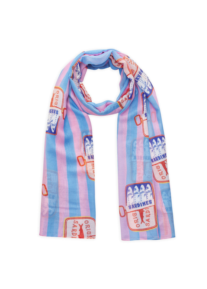 PRINTED SCARF MODAL/COTTON SADRINES STRIPES blau-70X180CM, blau BLU2 Bild 1