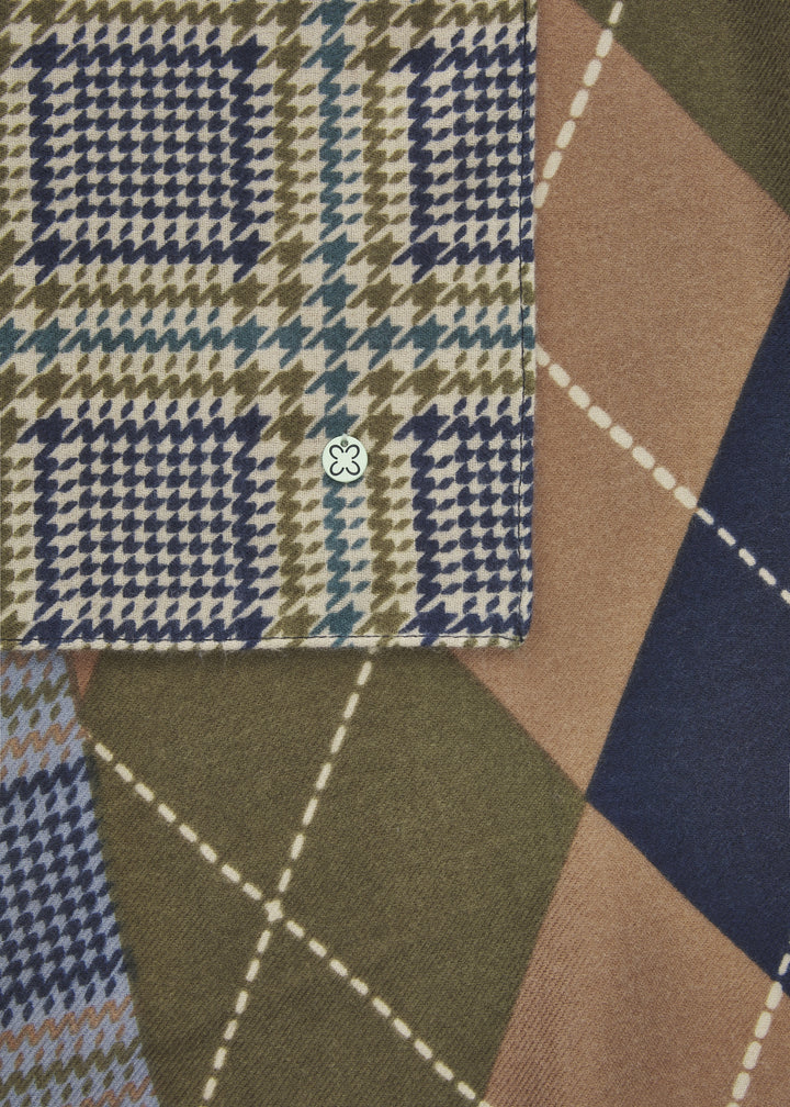 PRINTED SCARF POLYESTER CHECK MIX blau-70X180CM, blau BLU3 Bild 3