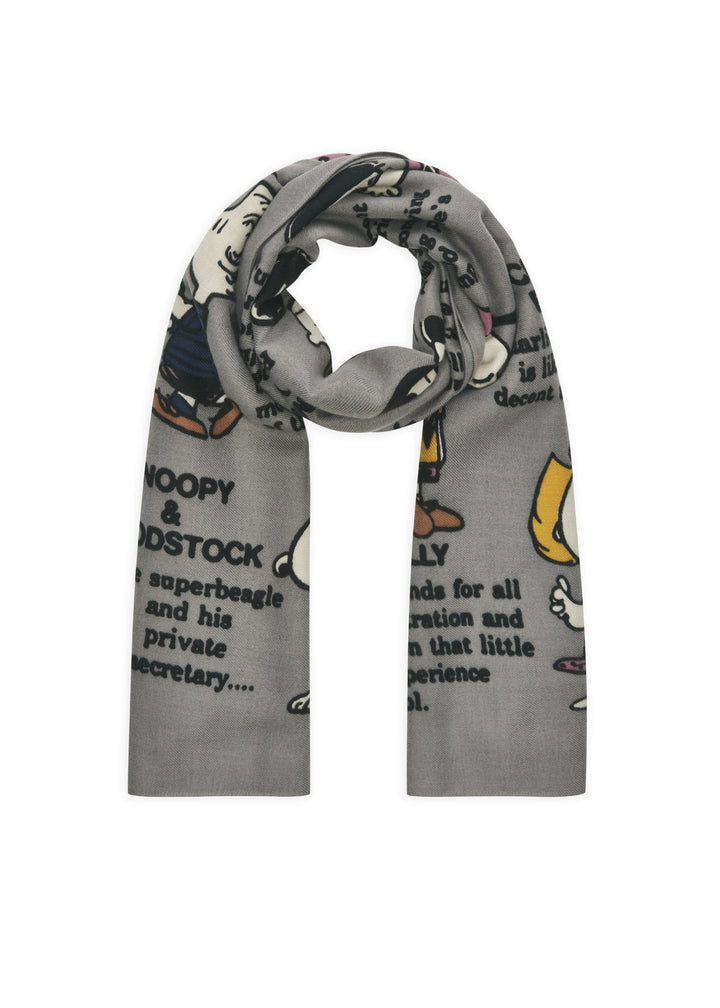 PRINTED SCARF POLYESTER TWILL PEANUTS CHARACTERS grau-70X180CM, grau GRY2 Bild 1
