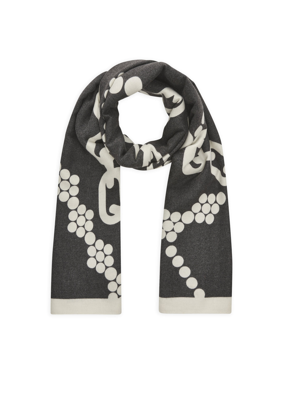 PRINTED SCARF POLYESTER/VISCOSE CHAINS schwarz-100X180CM, schwarz BLK2 Bild 1