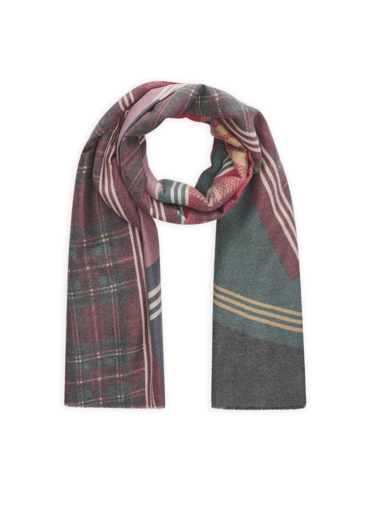 PRINTED SCARF POLYESTER/VISCOSE MIXED CHECKS rot-90X180CM, rot RED3 Bild 1