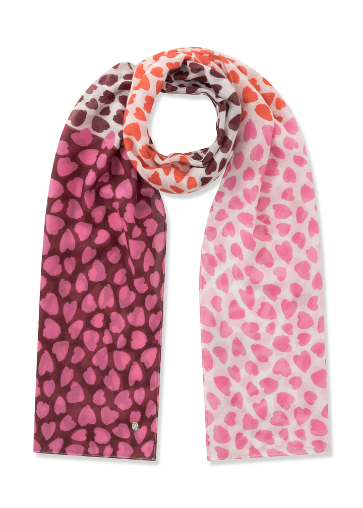 PRINTED SCARF  RECYCLED POLYESTER HEARTS rot-55X180CM, rot RED1 Bild 1