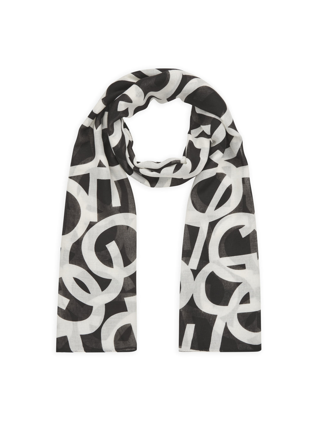 PRINTED SCARF RECYCLED POLYESTER LETTERS CODELLO schwarz-55X180CM, schwarz BLK2 Bild 1
