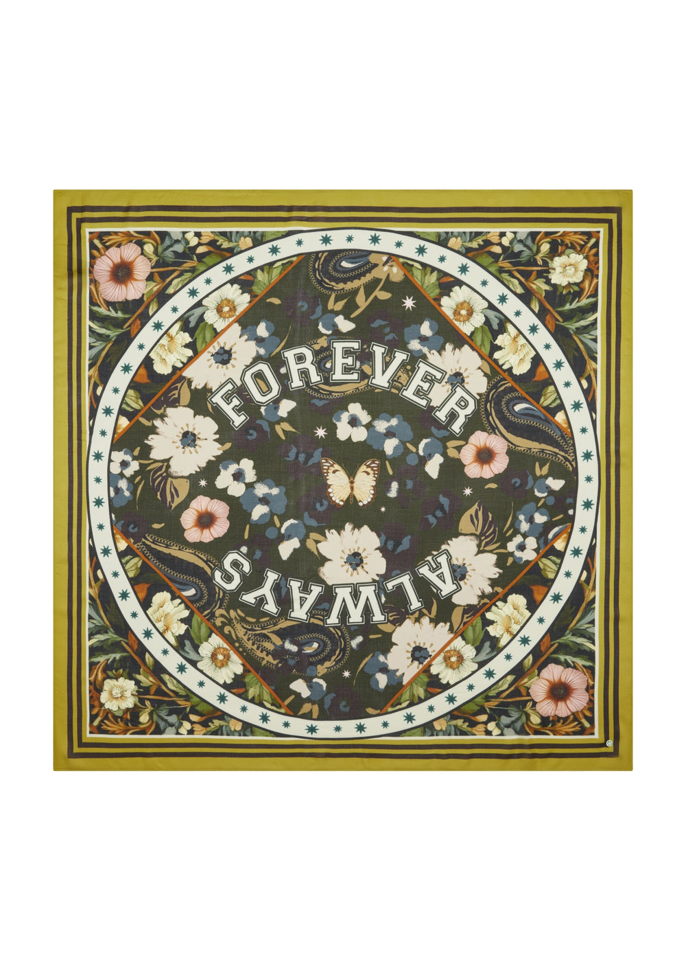 PRINTED SQUARE AUTUMN FLOWERS FOREVER YOURS grün-110X110CM, grün GRE3 Bild 2