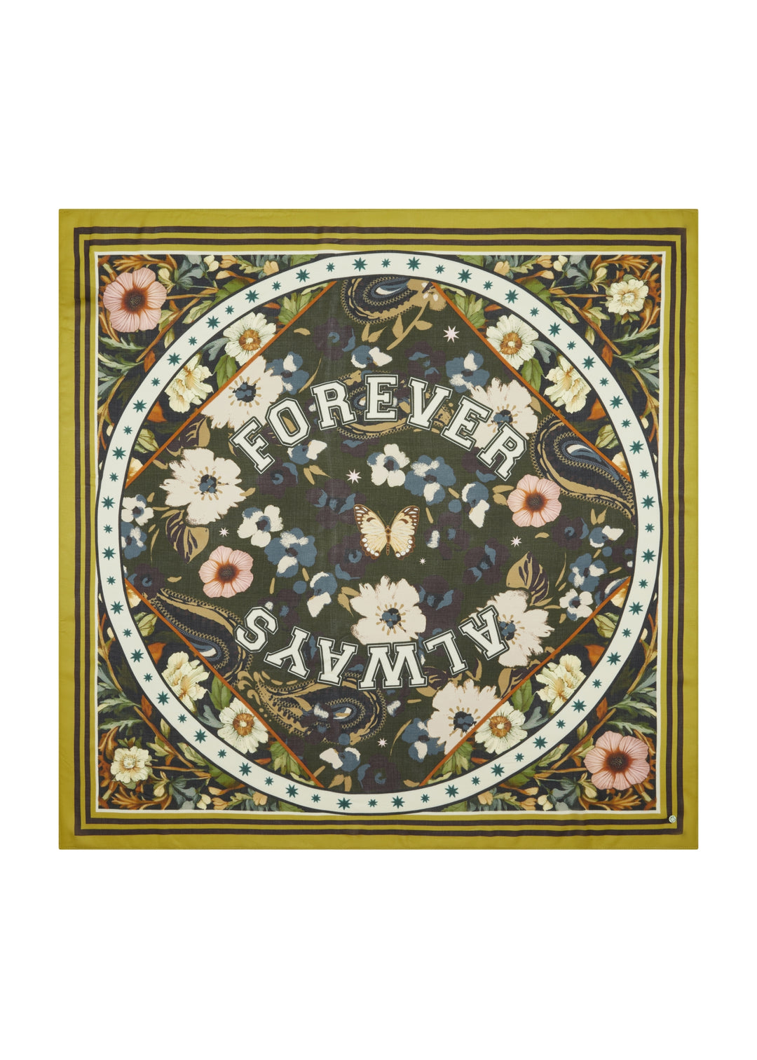 PRINTED SQUARE AUTUMN FLOWERS FOREVER YOURS grün-110X110CM, grün GRE3 Bild 2