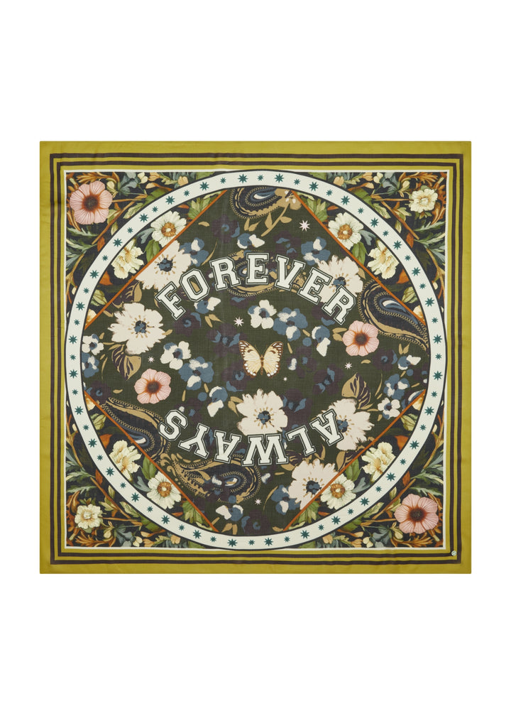 PRINTED SQUARE AUTUMN FLOWERS FOREVER YOURS grün-110X110CM, grün GRE3 Bild 2