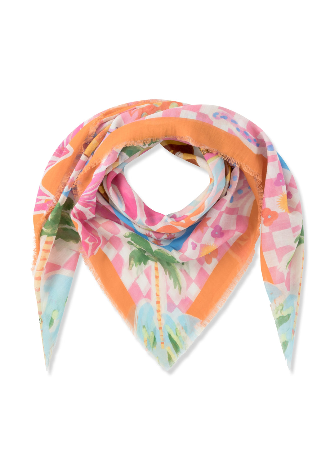 PRINTED SQUARE  COTTON AMORE PATTERN MIX pink-120X120CM, pink PIN1 Bild 1