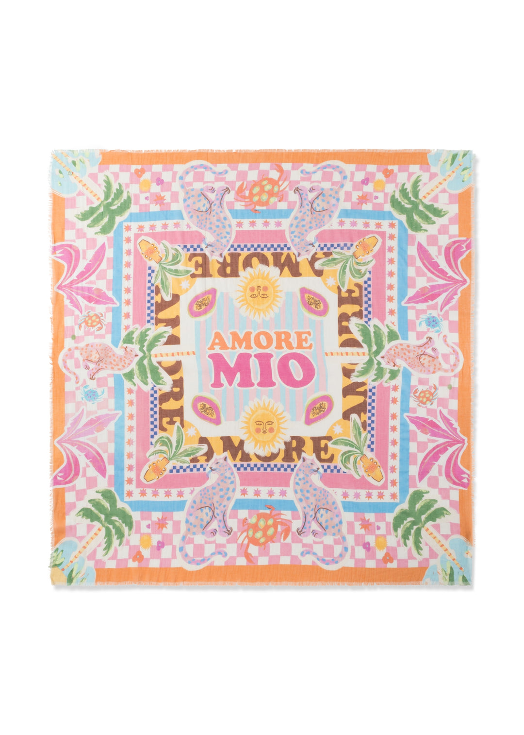 PRINTED SQUARE  COTTON AMORE PATTERN MIX pink-120X120CM, pink PIN1 Bild 2