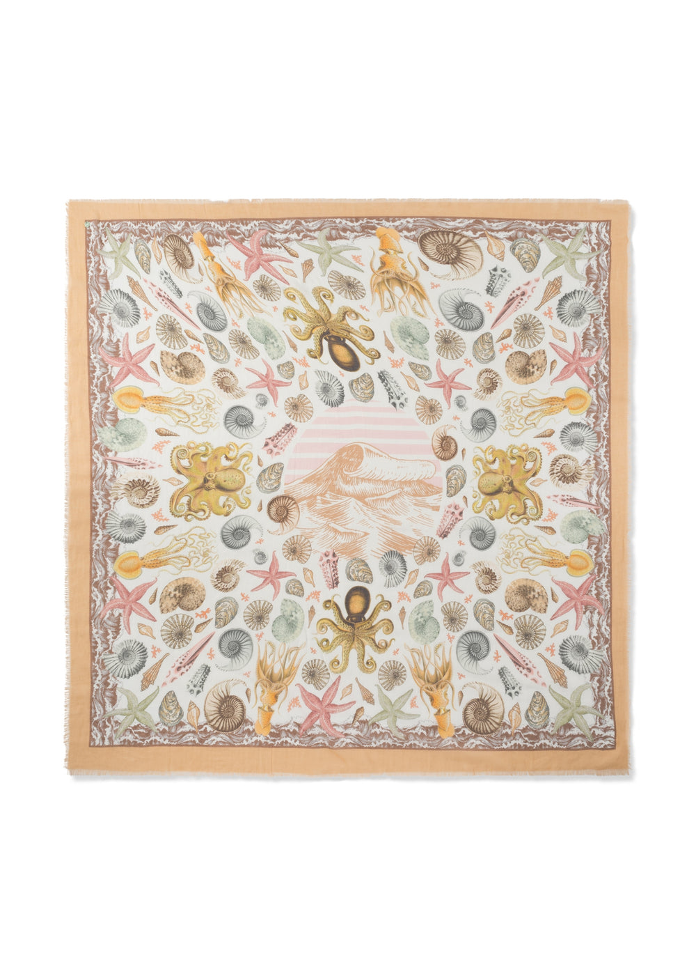 PRINTED SQUARE  COTTON OCEAN PATTERN MIX beige-120X120CM, beige BEI1 Bild 2