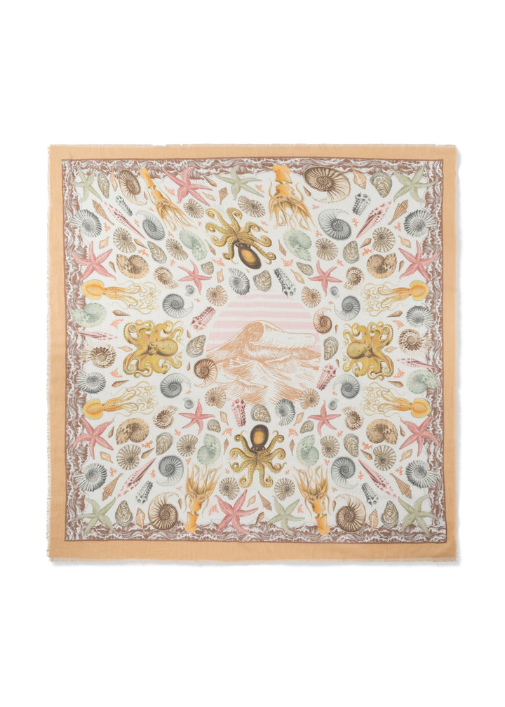 PRINTED SQUARE  COTTON OCEAN PATTERN MIX beige-120X120CM, beige BEI1 Bild 2