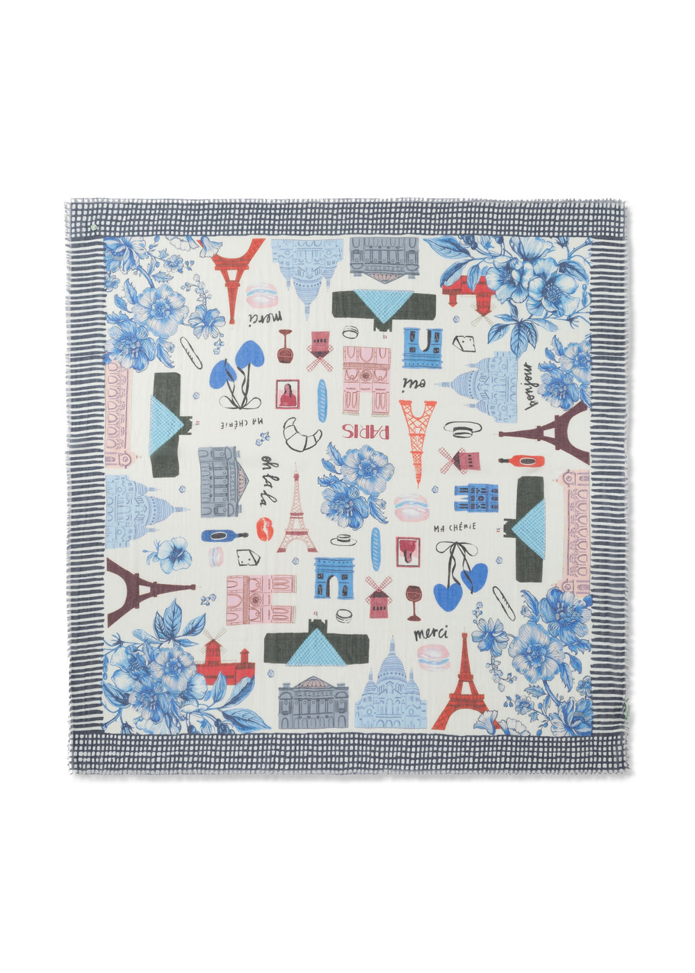 PRINTED SQUARE  COTTON PARIS blau-120X120CM, blau BLU2 Bild 2