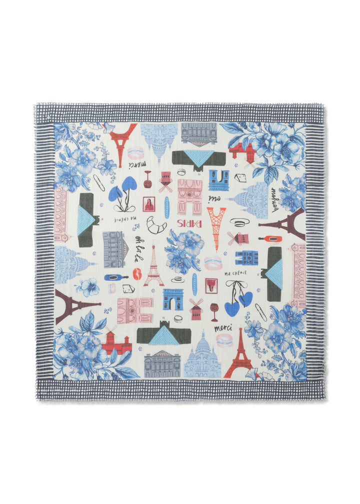 PRINTED SQUARE  COTTON PARIS blau-120X120CM, blau BLU2 Bild 2