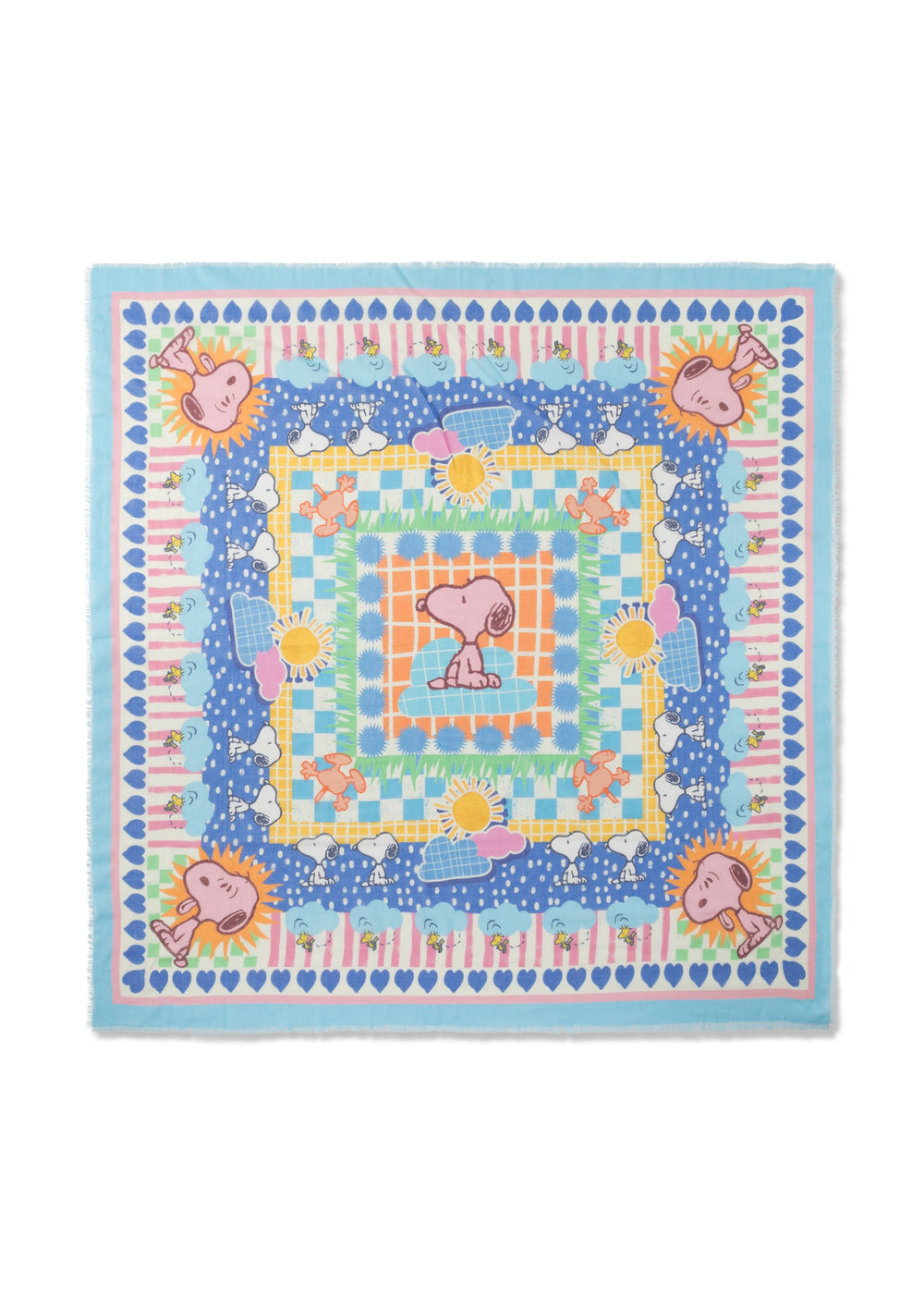 PRINTED SQUARE COTTON SNOOPY PATTERN MIX blau-120X120CM, blau BLU2 Bild 2