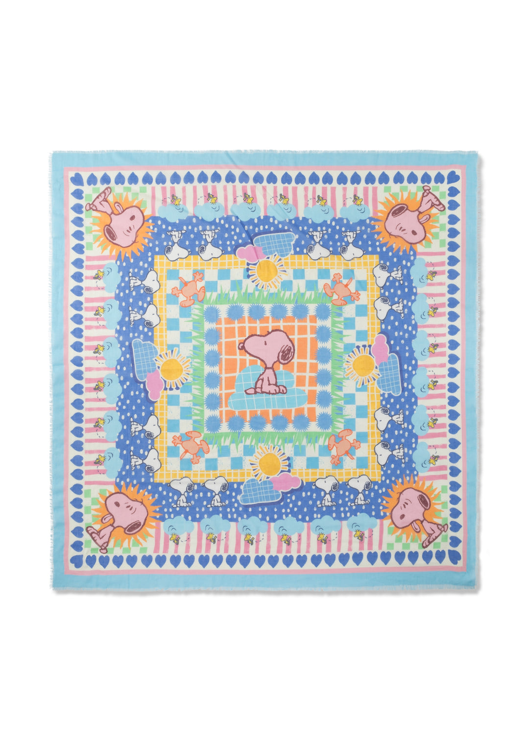 PRINTED SQUARE COTTON SNOOPY PATTERN MIX blau-120X120CM, blau BLU2 Bild 2