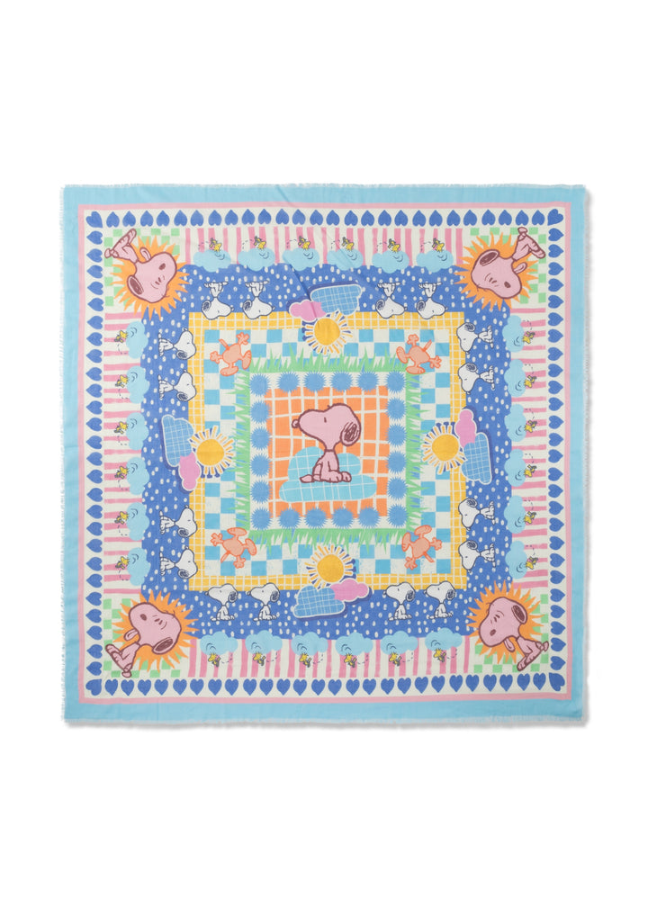 PRINTED SQUARE COTTON SNOOPY PATTERN MIX blau-120X120CM, blau BLU2 Bild 2