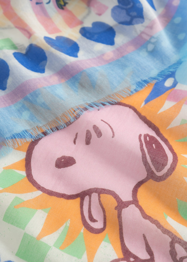 PRINTED SQUARE COTTON SNOOPY PATTERN MIX blau-120X120CM, blau BLU2 Bild 3