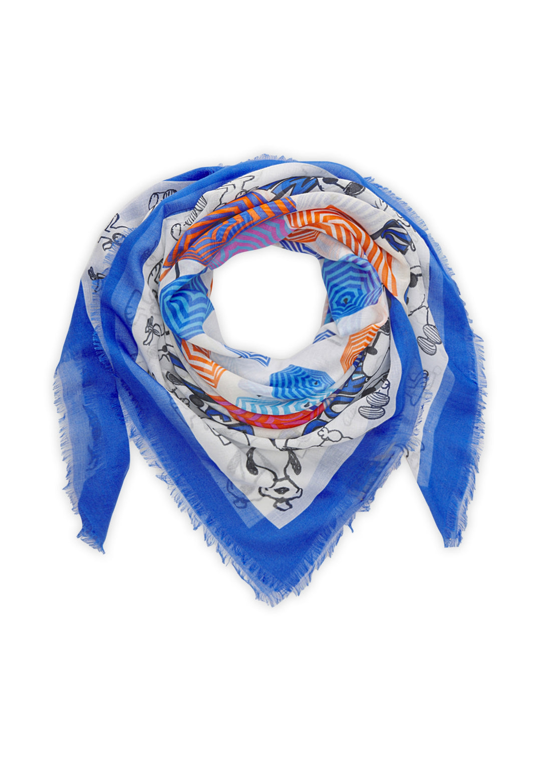PRINTED SQUARE COTTON SNOOPY UMBRELLA MIX WITH QUOTE blau-110X110CM, blau BLU2 Bild 1