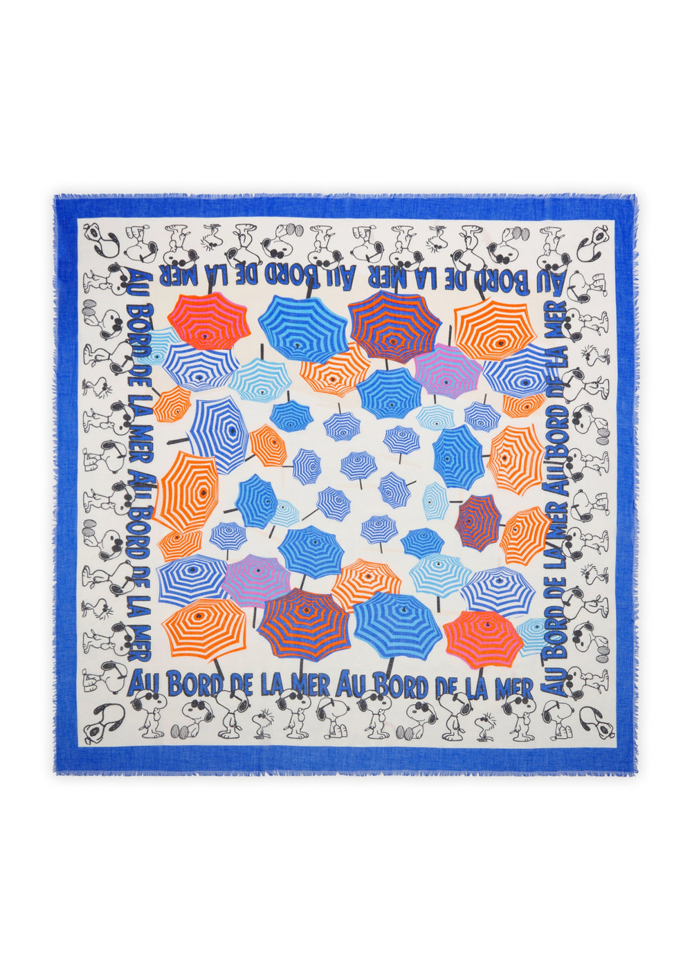 PRINTED SQUARE COTTON SNOOPY UMBRELLA MIX WITH QUOTE blau-110X110CM, blau BLU2 Bild 2