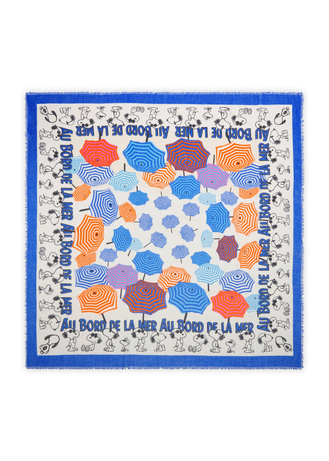 PRINTED SQUARE COTTON SNOOPY UMBRELLA MIX WITH QUOTE blau-110X110CM, blau BLU2 Bild 2
